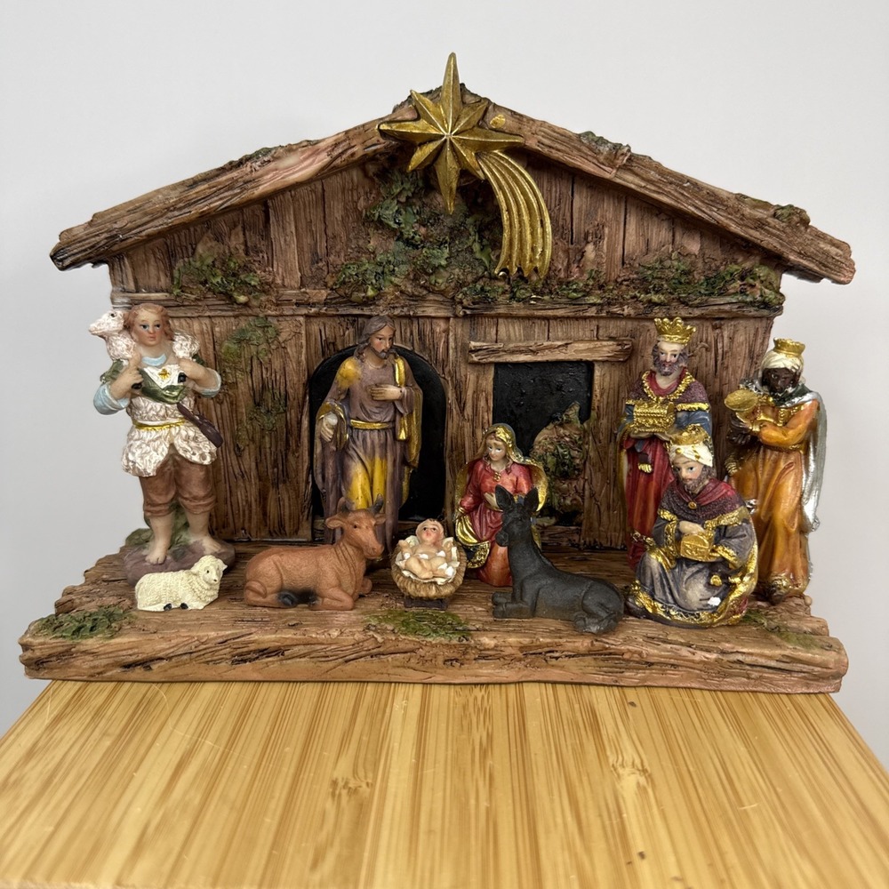 Kurt Adler 11-Piece Nativity Set With Stable in‎ Original Box READ